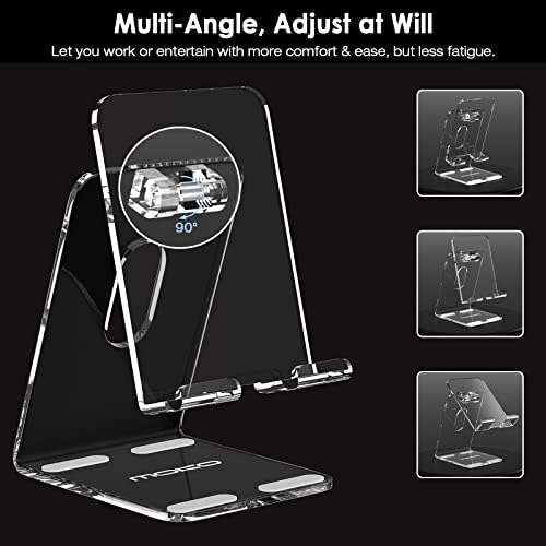 Transform Your Workspace with Mo Ko Adjustable Acrylic Tablet Stand – Universal Compatibility for i Phone 16, 15, 14, and 13 Series, Optimal Viewing Angles for Effortless Multitasking, Sleek and Minimalist Design for Home or Office Use, Premium Durability and Easy Maintenance