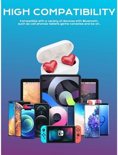 Yoidesu Heart-Shaped Bluetooth Earbuds – Chic Red Design with Superior Noise Cancelling and Hi-Fi Stereo Sound, Ideal Gift for Music Lovers and Trendsetters, Portable Charging Case for Effortless Audio Enjoyment on the Go