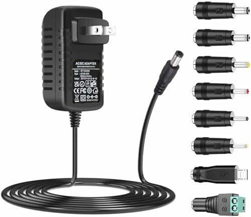 Guan Ting Universal 12 V 2 A Power Supply Adapter – High-Efficiency AC to DC Charger with 8 Interchangeable Tips for Maximum Flexibility – Compact 24 W Converter for Rapid Charging and Enhanced Device Compatibility