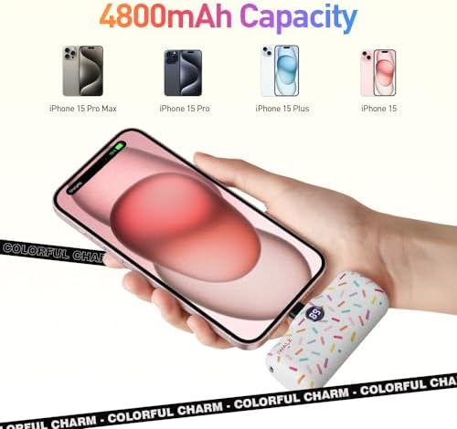 Compact i WALK 4,800 m Ah Portable Charger – High-Speed 18 W PD Power Bank with Built-in USB-C for Seamless Charging of i Phone 15/16/Pro/Max & Samsung Galaxy S25/S24/S23 – Ideal Travel Companion for On-the-Go Power Solutions