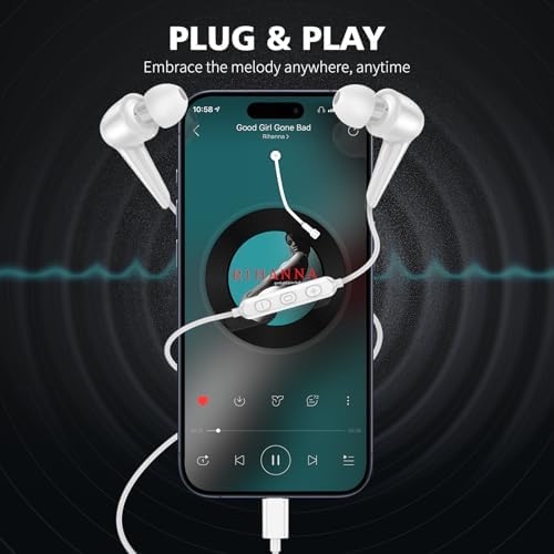 High-Fidelity USB C Noise Isolating Earbuds with Built-In Mic – Optimized Wired Headphones for i Phone 16, Samsung Galaxy S25 Ultra, Google Pixel 8 & More – Lightweight In-Ear Design with Volume Control Perfect for Sports, Work, and Daily Use – Unmatched Audio Quality and Device Compatibility