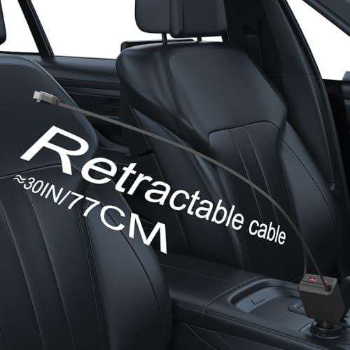 Ultimate Retractable 75 W Fast Charging Car Adapter – 3-in-1 USB-C Charger with 30-inch Cables and Dual USB Ports for i Phone 16/15, i Pad, Galaxy, Pixel, Laptops – Tangle-Free Convenience and Enhanced Performance for All Your Devices