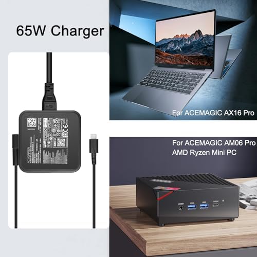 65 W 19 V USB Type-C Laptop Charger for ACEMAGIC AX16 Pro & AOC MX16 – High-Performance Power Supply for AMD Ryzen 7 5700 U Laptops and Mini PCs – Reliable Compatibility & Efficient Charging Solution – Ideal for ACEMAGIC AM06 Pro, AOOSTAR MN57 & MALLRACE AX16 Pro Models – Essential Power Adapter for Optimal Device Performance – Worldwide Input Voltage 100-240 V, 50-60 Hz – Precision Engineered for Gaming and Productivity Needs – Note: Not Compatible with 20 V Chargers – Ensure Specification Match Before Purchase – Experience Fast Charging with Safety Features for Enhanced Device Longevity – Perfect for Users Seeking Quality and Dependability in Laptop Accessories.