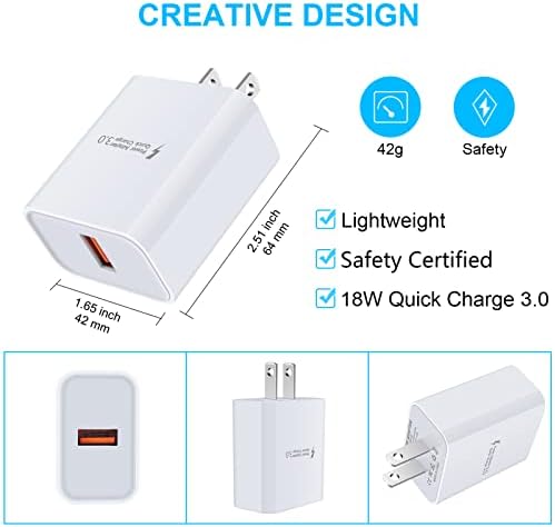 Ultra-Fast 18 W Quick Charge 3.0 Wall Charger – Power Up Your Samsung Galaxy A Series & S Series Devices with Superior Speed and Safety Features, Compact USB Adapter for Efficient Charging On-the-Go, 3 A Current for Maximum Compatibility and Performance