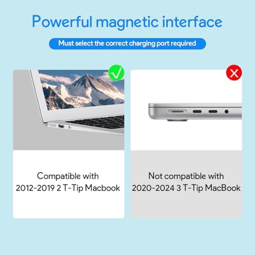 High-Performance 85 W Mac Book Pro Charger with T-Tip Magnetic Connector – Compatible Replacement Power Adapter for 13″ to 15″ Retina Models Post-2012 – Fast Charging, Enhanced Safety Features & Portable Design for Home or Travel