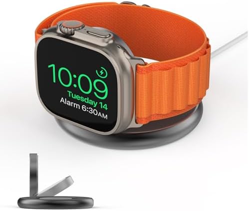 Ultra-Fast 5 W Wireless Charger for Apple Watch – Sleek Aluminum Alloy Magnetic Charging Station with USB-C Cable, Portable Design for All i Watch Series (Ultra/9/8/7/6/5/4/3/2/SE) – Ultimate Travel Companion for Quick Power-Up and Style