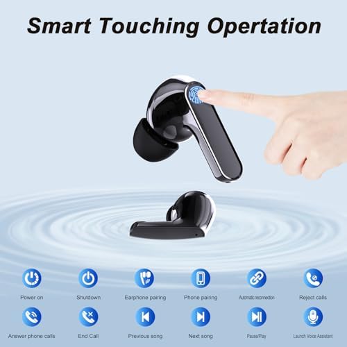 YAKEN YRKR Bluetooth 5.3 Wireless Earbuds with IPX5 Waterproofing – Lightweight Noise Cancelling Earphones Featuring Built-in Microphone and Wireless Charging Case for Seamless Audio Experience – Perfect for Active Lifestyles