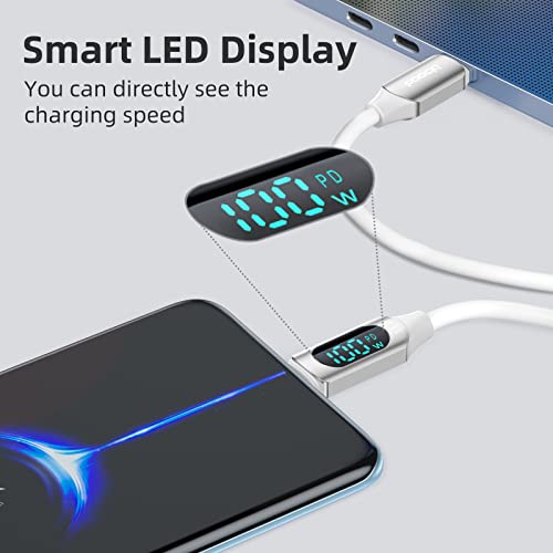 Ultra-Fast 100 W USB C to USB C Cable 2-Pack – 6.6 FT Silicone Charging Cables with LED Display for Samsung Galaxy Z Flip5, Fold5, Flip4, Fold4 – High-Speed 5 A Power Delivery, Enhanced Durability, and Compatibility for All Your Devices