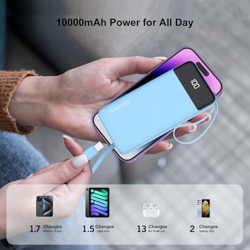 Ultimate 10000 m Ah Portable Power Bank with Built-in Charging Cable and LED Power Indicator – Travel-Ready External Battery Pack for i Phone 16/15, Samsung S22, and Android Devices – Unmatched Compatibility and Rapid Charging for On-the-Go Lifestyles