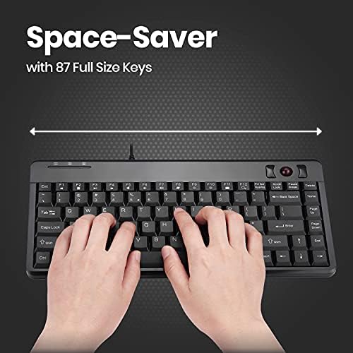 Revolutionize Your Workspace with the Perixx PERIBOARD-505 H Wired Mini Keyboard – Compact Design Featuring Integrated 0.55-Inch Trackball and Dual USB Hubs for Enhanced Productivity and Ergonomic Comfort, Perfect for Home or Office Use