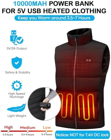 Ayeway Ultra-Compact 10,000 m Ah Portable Power Bank with Integrated Charging Cable – Fast USB C Battery Pack for i Phone, Samsung, and 5 V Heated Vests – Lightweight, Multi-Device Charging Solution for On-the-Go Connectivity