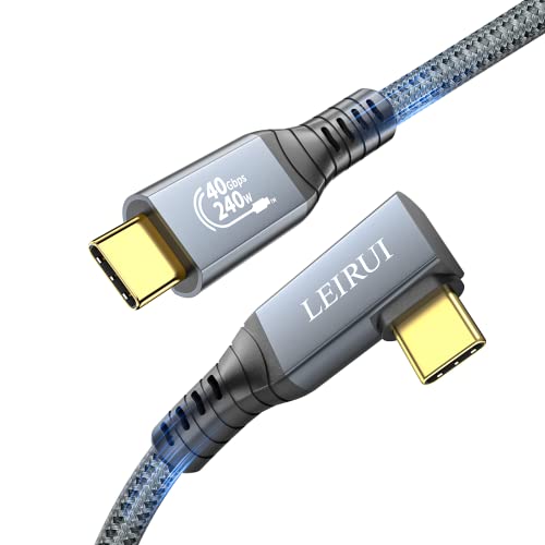 LEIRUI Thunderbolt 4 Right Angle USB-C Cable – 40 Gbps High-Speed Data Transfer, 8 K@60 Hz Video Output, 240 W Fast Charging – Premium USB4 Cable for i Phone 15 Pro, Mac Books, i Pad Pro, Enhanced Durability & Compatibility