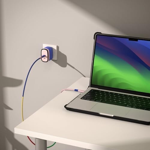 CASETi FY Powerthru 33 W Fast Charger – Compact Dual Port Wall Adapter in Stylish Pink/Blue for Lightning-Fast Device Charging with Advanced Safety Features and Universal Device Compatibility