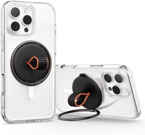 Spigen O-Mag Magnetic Phone Holder Grip with Finger Strap Loop – Dune Beige – Perfectly Designed for i Phone 16/15/14/13/12 Series – Enhanced Mag Safe Compatibility & Secure Grip for Effortless Use – Adjustable Kickstand & Durable Nylon Strap for Everyday Convenience – Elevate Your Smartphone Experience with Style