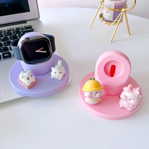 Stylish Cartoon Silicone Apple Watch Charging Dock – Enhanced Nightstand Compatibility for All Series Ultra/8/SE2/7/6/5/4/3/2/1 – Fast-Charging Solution with Tidy Cable Management for Personalized Décor and Elevated Viewing Experience