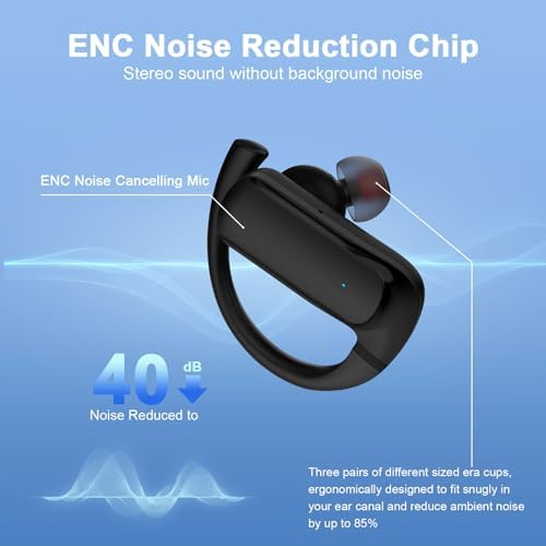 Bluetooth 5.3 Wireless Earbuds for Samsung Galaxy S25/S24/S23/S22 – IPX7 Waterproof Over-Ear Headphones with 90 Hours Playback and Secure Earhooks for Ultimate Comfort and Performance – Perfect for Active Lifestyles and Uninterrupted Sound Quality
