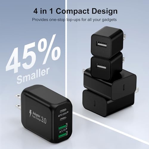 40 W USB-C Power Hub Duo: Versatile Fast Charging Station with 4 Ports for i Phone, i Pad, Air Pods & Apple Watch – Compact Travel Charger with Safety Features for Efficient Device Charging