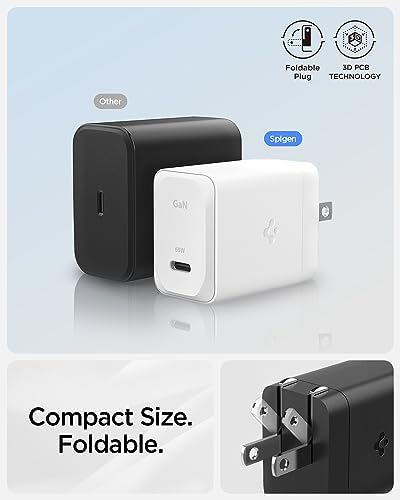 Experience Unmatched Charging Efficiency with Spigen Ga N III 452 45 W Dual USB-C Wall Charger – Portable Fast Charging Adapter for i Phone, Samsung Galaxy, and Pixel Devices – Compact Foldable Design for Ultimate Convenience