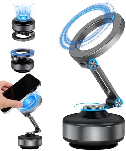 Advanced 360° Electric Vacuum Magnetic Phone Holder – Ultimate Adjustable Suction Car Mount for i Phone 12/13/14/15/16 & Universal Smartphones – Versatile Hands-Free Use for Cars, Showers, and Mirrors – Unmatched Stability and Flexibility