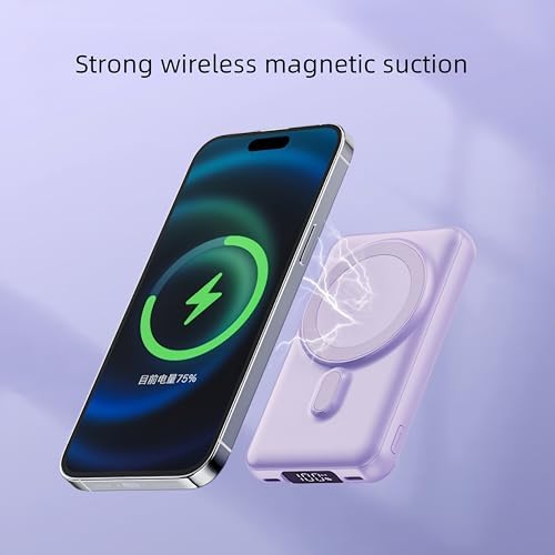 RCHL Mag Safe Portable Charger with 10,000 m Ah Capacity – 5-in-1 Fast Charging Power Bank Featuring Built-in Cables, LED Display, and Foldable Stand for i Phone 16/15/14/13 & Samsung Galaxy S25/S24 – Ultimate Convenience for On-the-Go Power Solutions