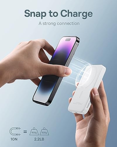 Baseus Magnetic Portable Charger for i Phone – 5,000 m Ah Qi2 Certified Wireless Power Bank with 15 W Mag Safe Compatibility & 20 W USB-C Fast Charging for i Phone 16/15/14/13/12 – Sleek, Lightweight Design for On-the-Go Power Solutions