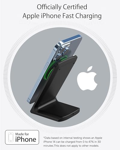 Elevate Your Charging Experience with the 15 W Fast Qi Wireless Charger Stand – Universal Compatibility for i Phone 16 Pro Max, Samsung Galaxy S26 Ultra, and More in Classic Black – Sleek Design with Ergonomic Viewing and Non-Slip Surface for Enhanced Stability and Efficiency