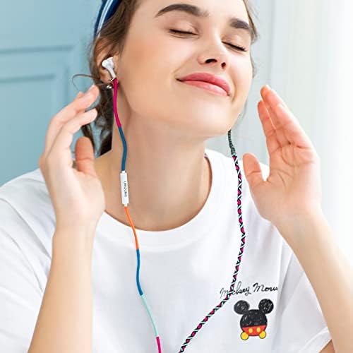 Vibrant URIZONS Nylon Braided Tangle-Free Earbuds with High-Definition Sound & Built-in Microphone – Stylish Wired Headphones Compatible with i Phone, i Pad, Mac, Android, and Samsung Devices for Ultimate Audio Enjoyment and Hands-Free Calling