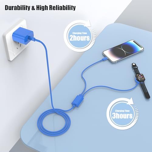 Revolutionary 2-in-1 USB C Magnetic Charger for Apple Devices – MFi Certified 20 W Fast Charge Cable with 6-ft Flexibility for Ultimate Convenience – Perfect Compatibility with Apple Watch Series 8/7/SE/6/5/4/3/2/1 and i Phone 14/13/12/11/XS – Your Premium Solution for Rapid Power Delivery on the Go