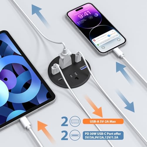 Transform Your Workspace with the Recessed Conference Power Strip Socket – Versatile 2-Outlet Charging Station with Dual USB Ports for Rapid Device Powering and Enhanced Organization in Professional Settings
