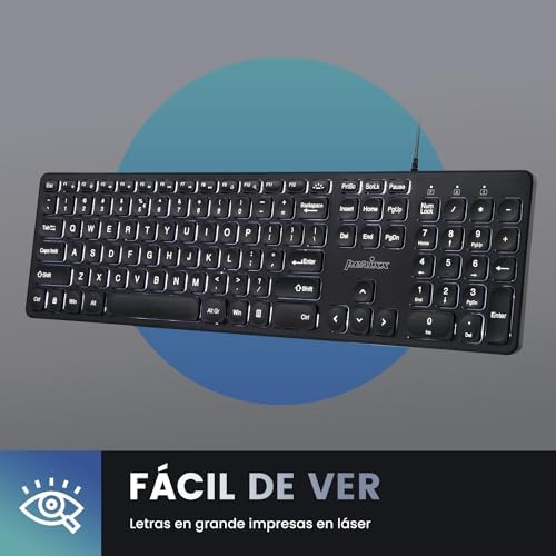 Perixx PERIBOARD-332 Compact Mini USB Keyboard – Sleek White Backlit QWERTY Spanish Layout with Silent X-Type Scissor Keys for Enhanced Typing Comfort – Perfect for Limited Desk Spaces and Effortless Plug-and-Play Setup