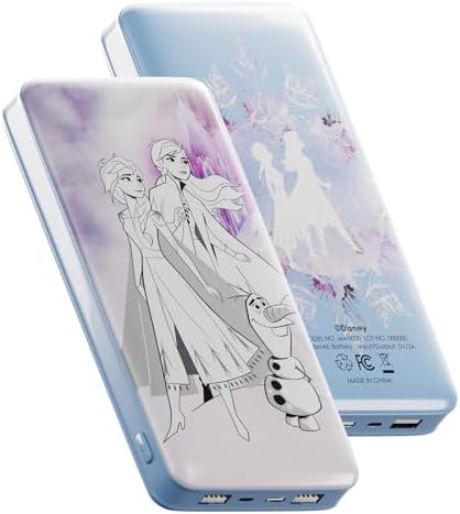 Disney Frozen 10,000 m Ah Portable Power Bank – Universally Compatible USB Charger for Elsa, Anna & Olaf Fans – Fast Charging, Lightweight Design & Ideal Gift for Girls and Women – Stay Powered On-the-Go with Enchanted Style