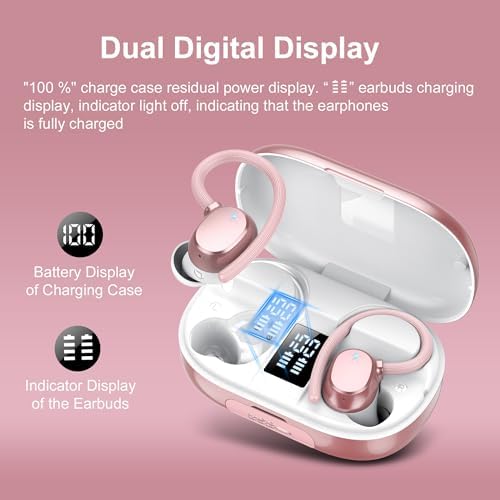 Revolutionary Bluetooth 5.3 Sports Earbuds 2025 – 128-Hour Playtime, Enhanced Dynamic Bass, IP7 Waterproof Protection, and Secure Earhook Design for Optimal Performance in Gym Workouts, Running, and Outdoor Activities – LED Battery Indicator for Effortless Monitoring, Perfect for Athletes and Music Lovers