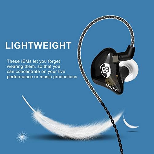 BASN Bsinger BC100 Professional In-Ear Monitor Headphones – Noise-Isolating IEM Earbuds for Musicians and Audiophiles with Universal Fit, Enhanced Compatibility, and Superior Sound Clarity in Sleek Blue Design