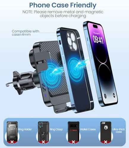 MOKPR 15 W Fast Wireless Car Charger Mount – Auto-Clamping Universal Phone Holder for i Phone 16/15/14/13/12 & Samsung S23/S22/S21 – 360° Adjustable Design for Dash, Windshield, Air Vent – Hassle-Free, High-Speed Charging Solution for On-the-Go Living