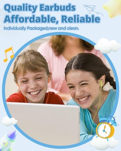 Bulk 100 Pack Premium Wired Earbuds for K-12 Learning – Lightweight In-Ear Headphones with 3.5 mm Jack for Classroom Engagement – Durable, Comfortable, and Cost-Effective Audio Solution to Boost Student Focus and Collaboration