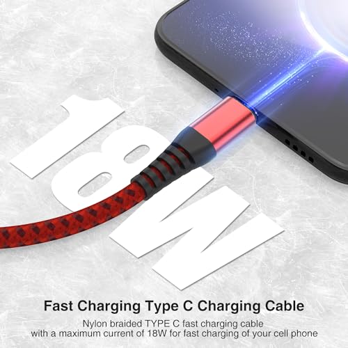 High-Speed Braided USB A to Type C Charger Cable Set – 5 Pack of 6 ft Fast Charging Cables for Samsung Galaxy S Series, Note Series, and Moto G Series – Durable Dark Gray Design for Maximum Flexibility and Compatibility
