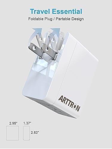 Arttron 40 W 6-Port Foldable USB Wall Charger – Ultimate Fast Charging Adapter for i Phones, i Pads, Tablets & Smartphones – Compact, Multi-Device Power Solution with Safety Features for Home and Office Efficiency