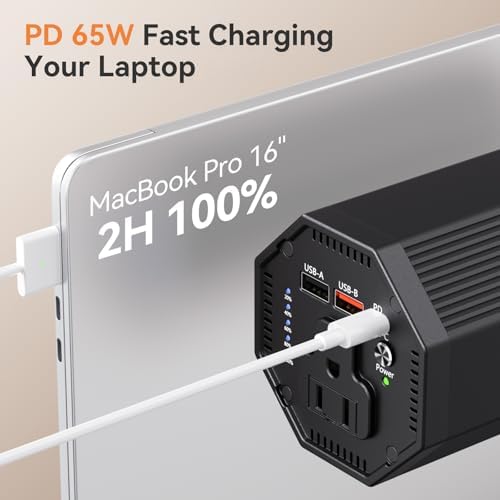 High-Capacity 65 W AC Outlet Laptop Power Bank – 27000 m Ah Portable Charger for Travel, Outdoor Adventures, and Emergency Power Needs – Versatile Fast Charging Solution with Multiple Ports and Safety Features