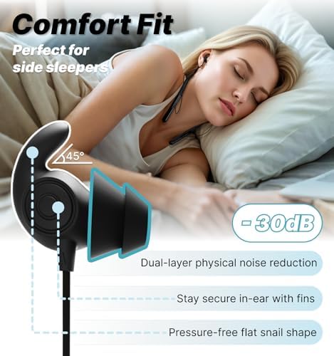 Hmusic HS88 Bluetooth Sleep Headphones – Ultra-Comfortable Neckband Earbuds Designed for Side Sleepers with 12-Hour Battery Life and Superior 30 d B Noise Cancellation for Uninterrupted Meditation and Travel Listening. Ideal for Audiobook Lovers Seeking Ultimate Relaxation and Serenity.