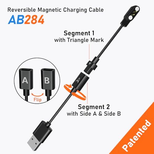 Revolutionary Dual-Pack AB284 Magnetic Reversible Charger – Fast 2.84 mm Pin-Pitch Cable for Smartwatches & Bone Conduction Headphones – Superior Durability & Convenience for Tech Savvy Users – Hassle-Free Power Solution for On-the-Go Lifestyles