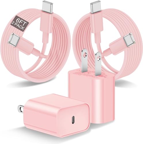 Rapid Charge Duo: 20 W USB-C Wall Charger & 6 FT Cables for i Phone 15/16 Pro Max – Stylish Dark Pink, High-Speed Power Adapter for i Pad Pro & Apple Devices – Compact, Durable, and Efficient Charging Solution