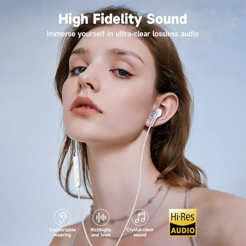 Ultimate Hi-Fi USB C Earbuds for i Phone & Samsung Galaxy – Premium Wired Headphones with Built-in Microphone, On-the-Go Volume Control, and Universal Compatibility for i Pad & Google Pixel – Durable Design for Audiophiles and Professionals Seeking Superior Sound Quality and Comfort