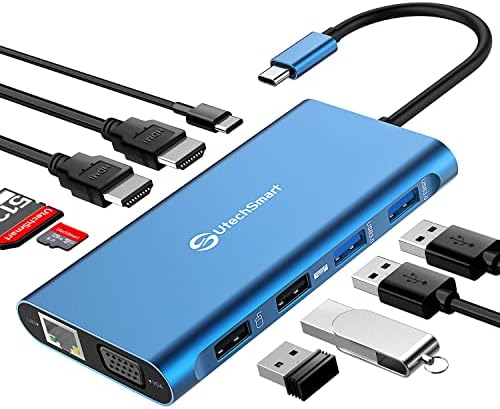 Supercharge Your Mac Book with Utech Smart 7-in-2 USB C Hub Adapter – Ultimate Multiport Solution Featuring Thunderbolt 3, 4 K HDMI, 100 W PD, and 3 USB 3.0 Ports for Seamless Connectivity and Fast Charging – Perfect for Professionals and Creatives on the Go