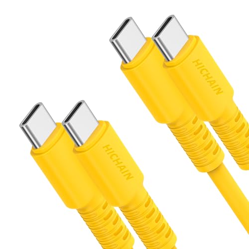 Hichain 6.5 ft USB A to USB C Charger Cable Duo – High-Speed 100 W Fast Charging & Data Sync in Vibrant Yellow – Durable Silicone Design for Samsung Galaxy, Google Pixel, Xiaomi, PS5 – Ultimate Convenience for Home & Travel