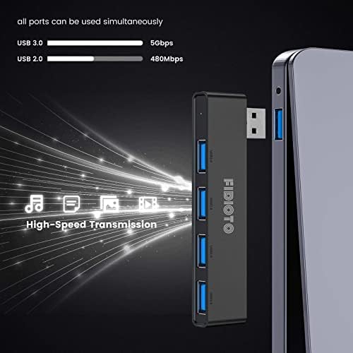 Enhance Your Digital Workspace with Fidioto USB Hub 2 Pack – Versatile 4-Port Adapter for Laptops & Macs, Featuring 1 Ultra-Fast USB 3.0 Port and 3 USB 2.0 Ports for Effortless Device Connectivity and Data Transfer, Ideal for Busy Professionals and Students on the Move