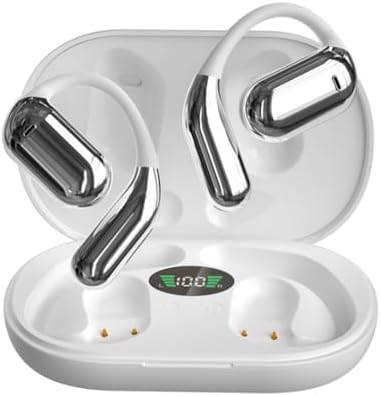 Open Ear True Wireless Sports Earbuds with Bluetooth 5.4 – Advanced Waterproof Headphones for Active Lifestyles Featuring 10 Hours Playtime, 80 Hours Standby, Secure Ear Hooks, Built-in Mic, and LED Display Charging Case for Effortless Battery Management and Enhanced Fitness Performance