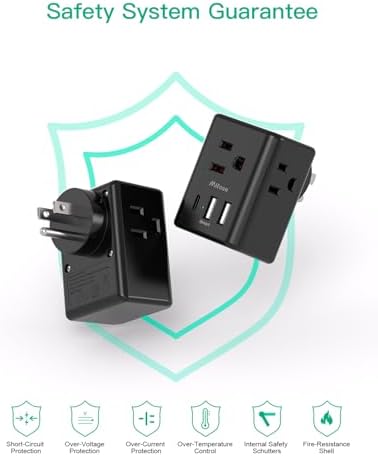 Dual USB Wall Charger & Multi-Plug Outlet Extender – 2 Pack Travel Power Strip for Easy Charging on Cruises & Hotels, ETL Listed, Compact & Lightweight Design for Ultimate Portability