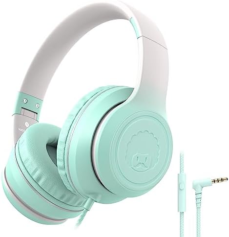 Rockpapa L22 Purple Over-Ear Headphones for Kids & Women – Lightweight, Foldable, and Durable Wired Design with Built-In Microphone for Clear Hands-Free Communication, Perfect for School, Travel, and Daily Use – High-Quality Stereo Sound and Tangle-Free Cord for Seamless Audio Enjoyment