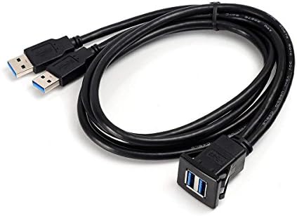3.3 Feet Dual USB 3.0 Flush Mount Extension Cable – Premium Male to Female Panel Connector for Cars, Boats, and Motorcycles – Enhanced Speed and Aesthetic Integration for Seamless Charging and Data Transfer