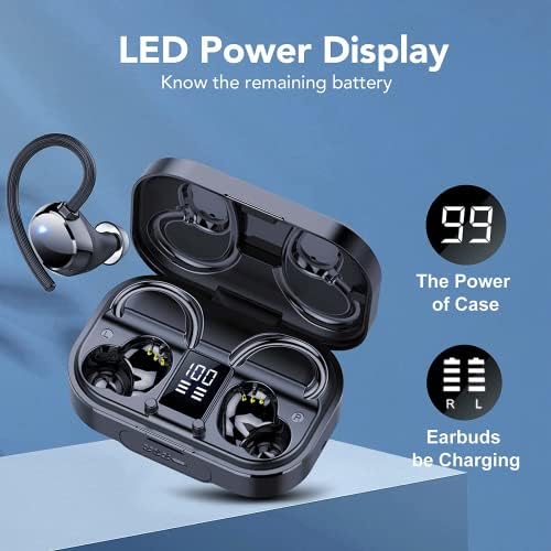 Unleash Your Sound with KT1 Bluetooth Earbuds: 120 Hours of Playtime, IPX7 Waterproof, Deep Bass 2.0 for Ultimate Sports Performance, Secure Earhooks for Active Lifestyles, Smart Digital Display for Battery Monitoring, Enhanced Device Compatibility – Perfect for Running, Gym Workouts, and Everyday Use